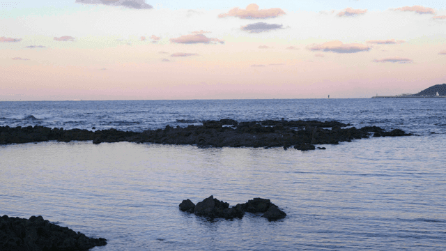 Coastal scenery with distant horizon