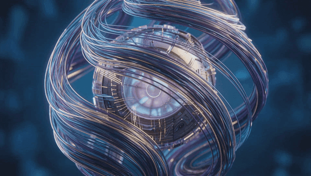 Futuristic sphere with glowing circuits