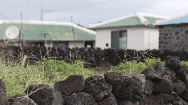 Country house with stone wall