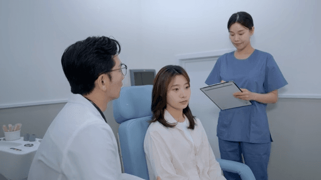 의사에게 검사 결과에 대해 설명 받는 환자