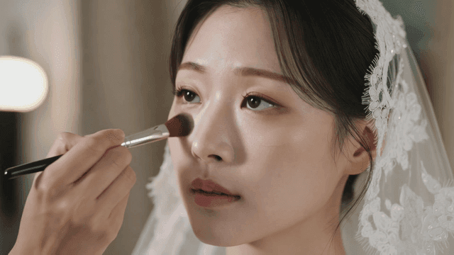 Bride getting her makeup done