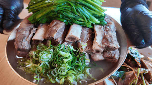 Beef short rib hot pot served on burner