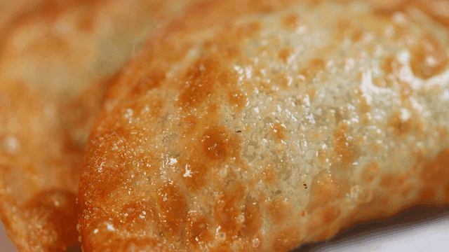 Close-up of crispy fried dumplings