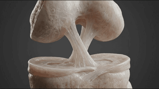 Detailed view of knee joint structure