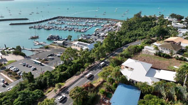 Coastal marina with boats and yachts