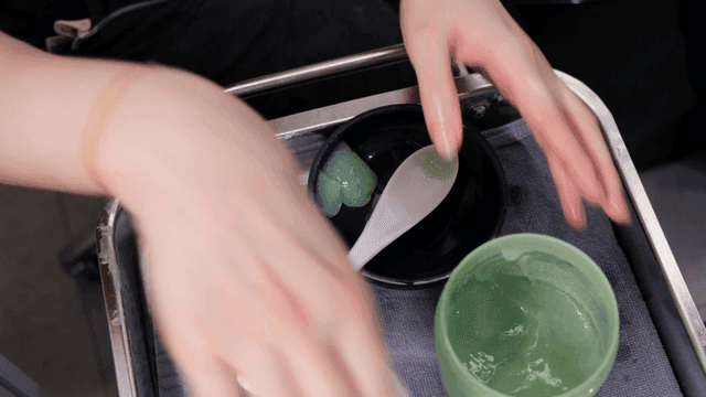 Mixing hair treatment products in a salon