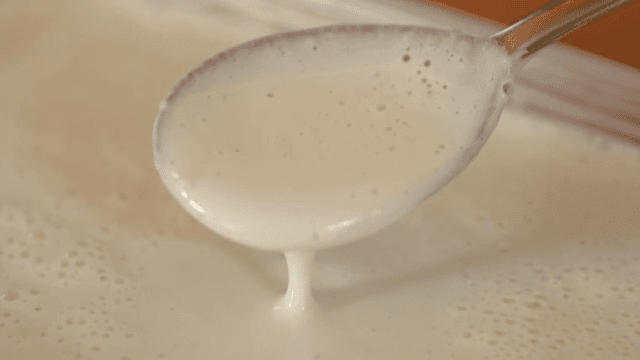 걸쭉하고 고소한 하얀 콩국물 한 숟가락