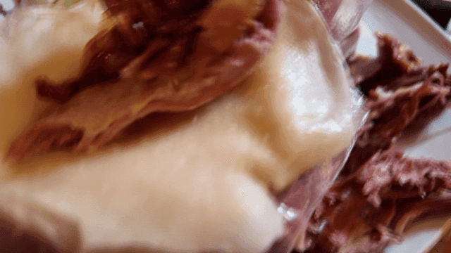 Smoked duck served on wheat pancake