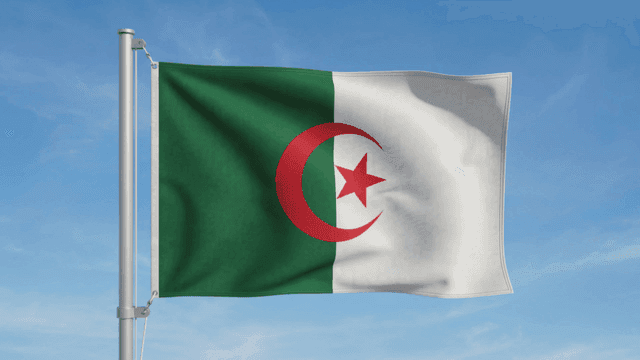 Algerian flag fluttering under clear sky
