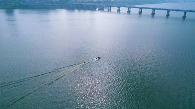 Wakeboarding Ride on the Calm Han River