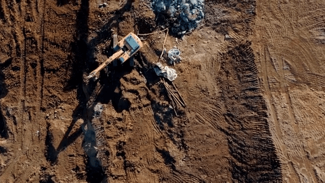 Construction site with excavators working