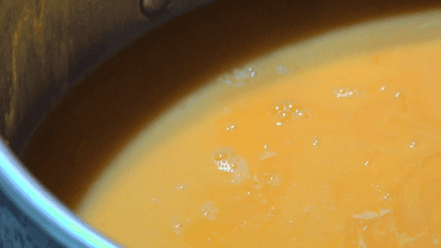 Egg mixture filled in pot