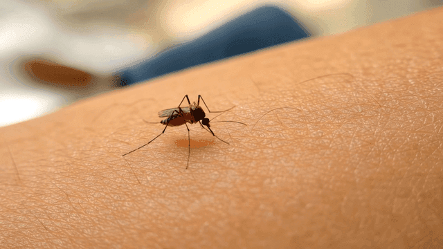 Mosquitoes sitting on human skin