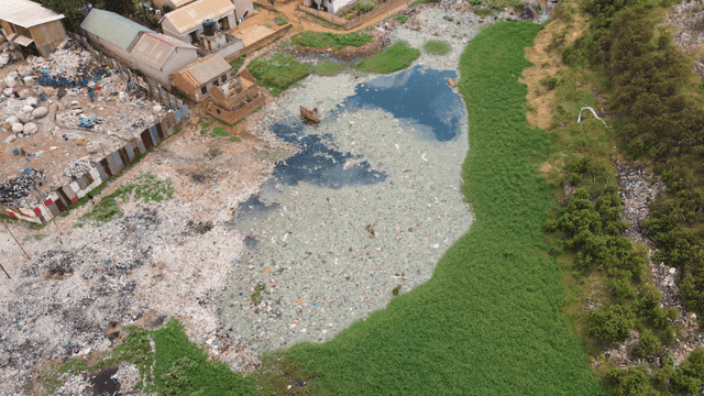 Polluted water bodies near residential areas