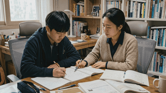 Student receiving tutoring at home.
