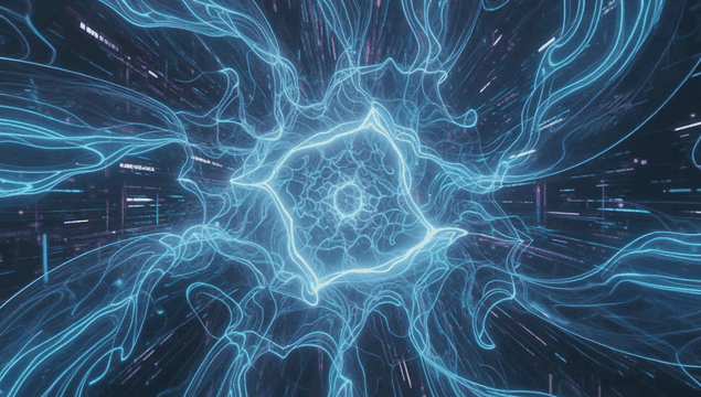 Dynamic swirling blue digital patterns