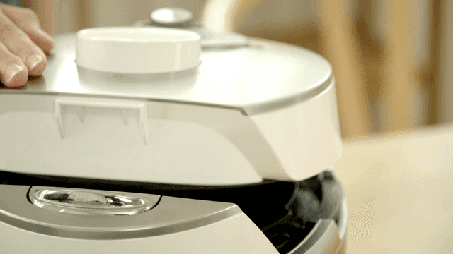 Hand closing rice cooker lid