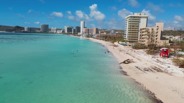 Beautiful beach with beachfront hotels