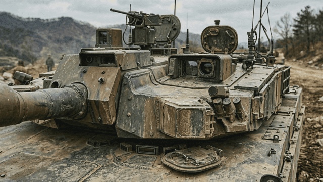 Military tanks in rough outdoors