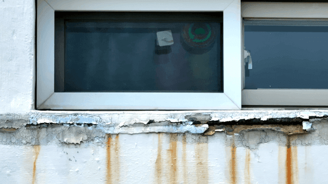 페인트가 벗겨진 오래된 건물 벽