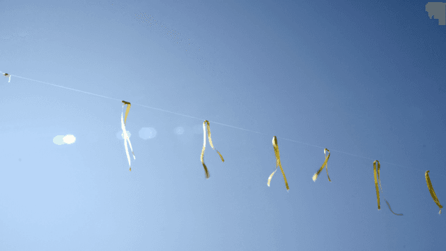 Yellow ribbons fluttering in the sky