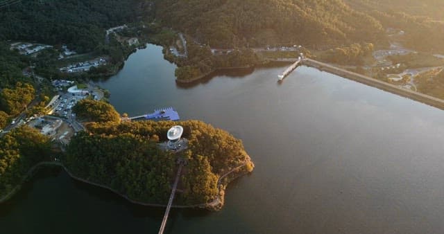 Scenic lake surrounded by lush forests