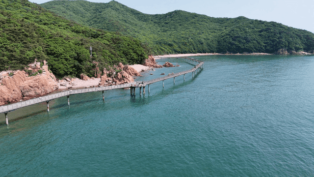 Beautiful coastal walking path along sea