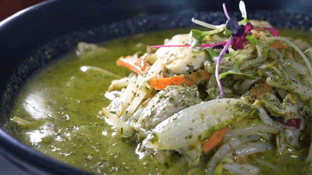 Basil Jjamppong with fresh vegetables