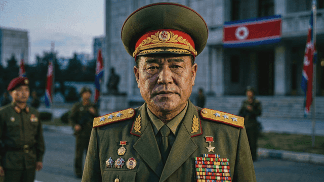 North Korean soldier in military uniform wearing medal
