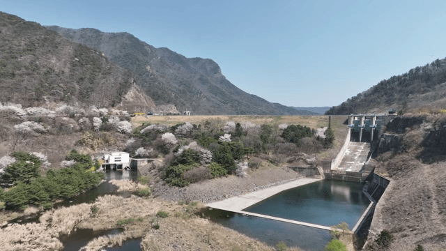 Mountain landscape with a dam