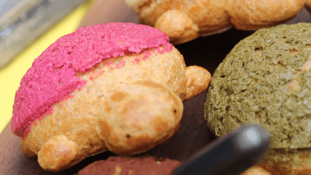 Colorful soboro bread on display