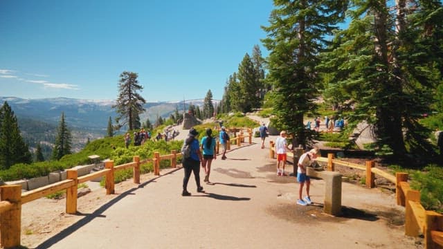 Hikers exploring a scenic mountain trail