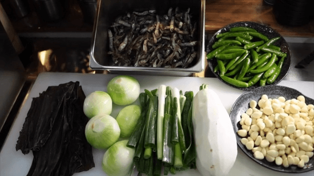한국 요리를 위한 다양한 재료