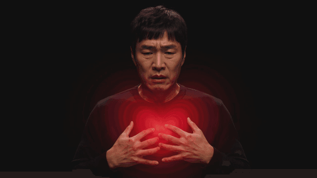 Man suffering from severe chest pain