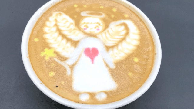 Latte art with an angel design