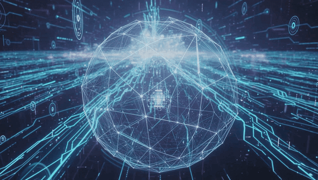 Digital network with glowing connections