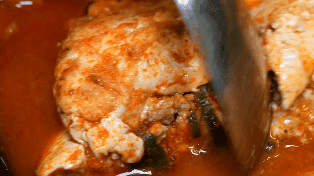 Kimchi stew boiling in a pot