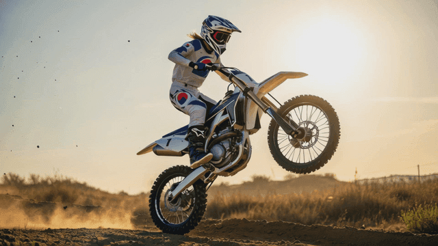 A motocross rider performing a jump