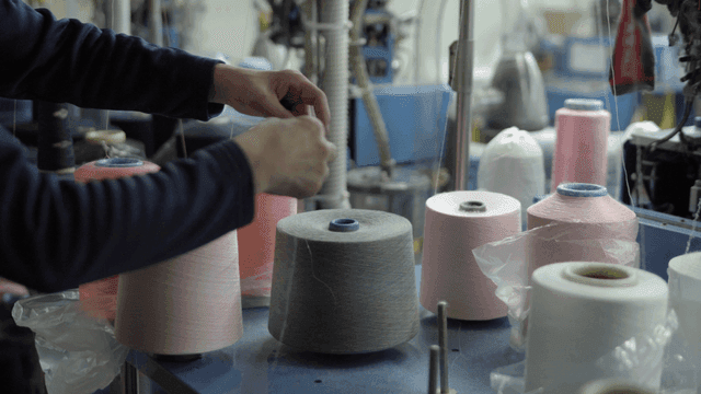Thread spools in a textile factory