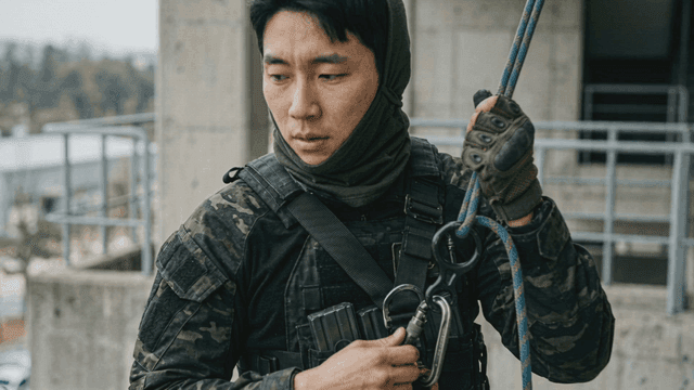 Soldiers preparing for rappelling mission