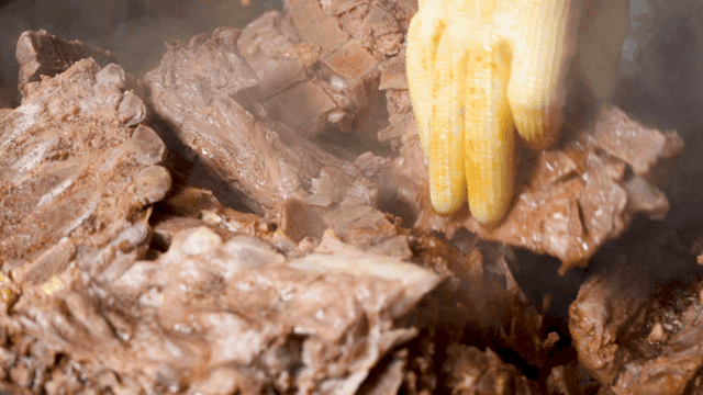 Pile of boiled pork ribs