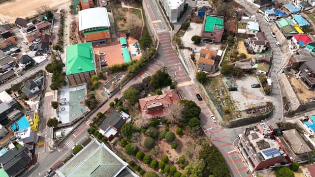 교외 지역의 항공 뷰