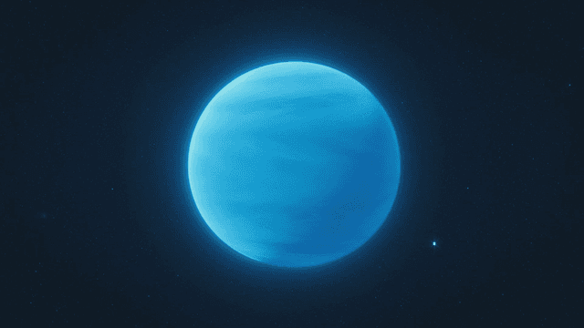 Distant blue planet in space