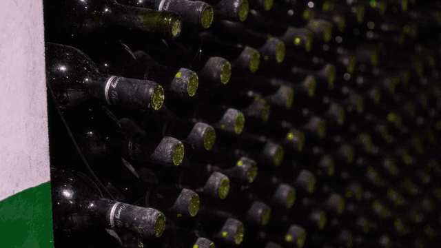 와인 병이 쌓인 저장고