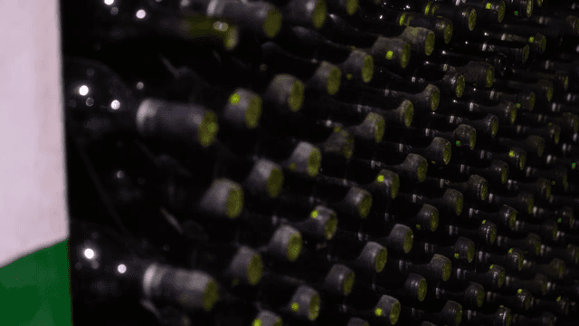 와인 병이 쌓인 저장고