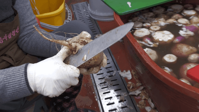 Cleaning and preparing fresh root vegetables
