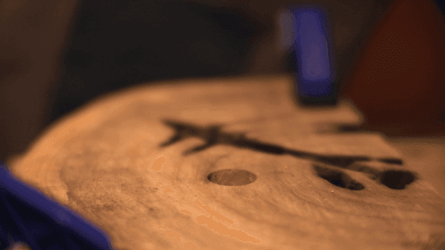 Wood sculpture surface finishing work