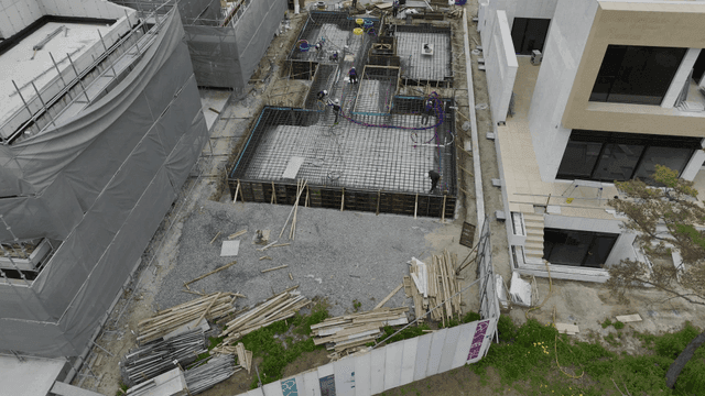 Construction workers at a building site