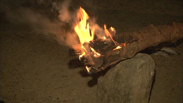 Warm and Burning Campfire at Nighttime