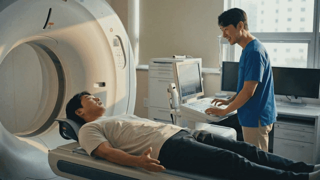 Patients receiving CT scans at hospital